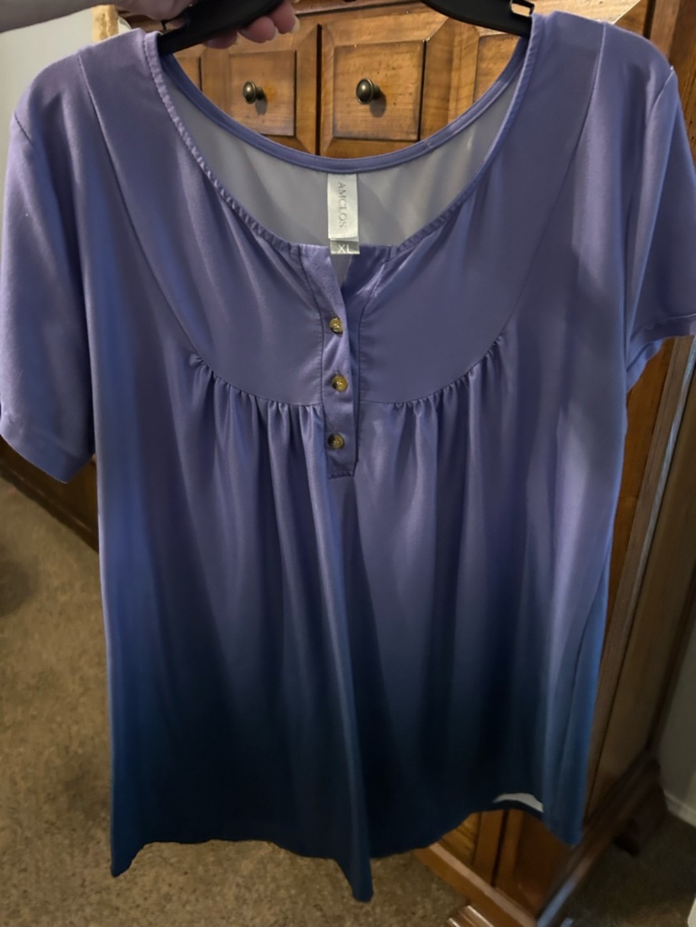 Avalon Lavender to Deep Purple Ombre Short-Sleeve Scoop Neck Top